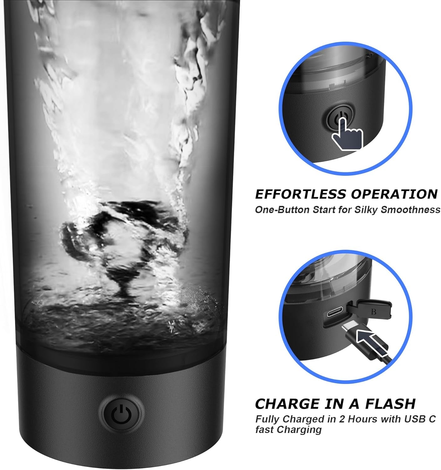 Premium Electric Protein Shaker Bottle, 22 Oz Rechargeable Shake Bottle for Shaking Protein,Made with BPA Free Blender